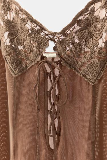 ROBE LONGUE BIMATIÈRE CROCHET - Rose de Zara - Image 7