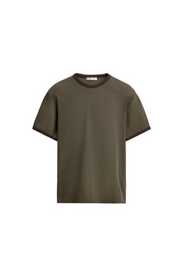 WAFFLE-KNIT TEXTURED T-SHIRT - mid khaki by Zara