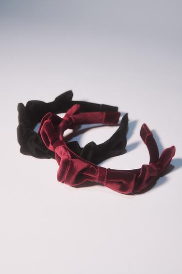 SERRE-TÊTE EN VELOURS À LACETS - Grenat de Zara