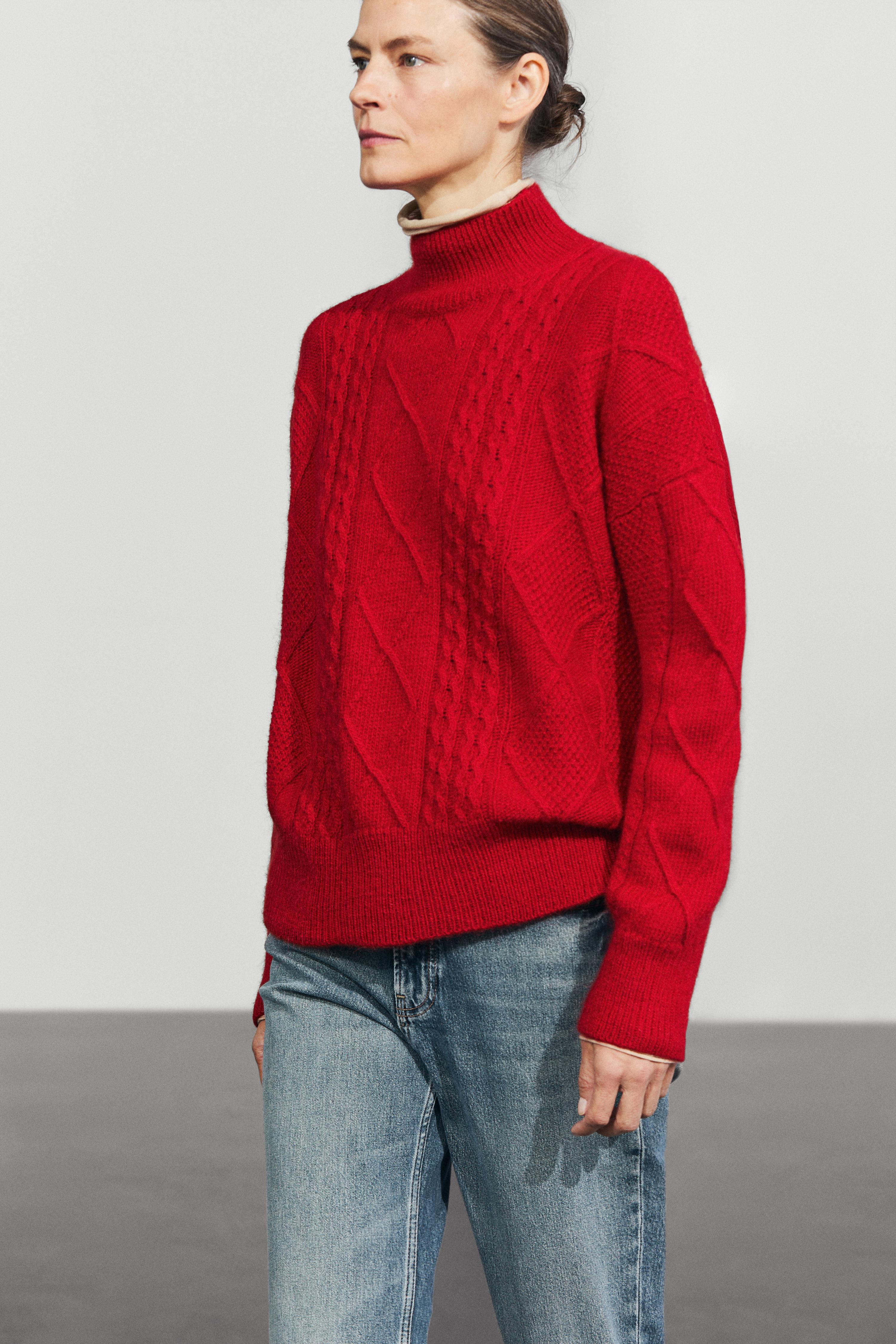 Wool blend cable-knit sweater