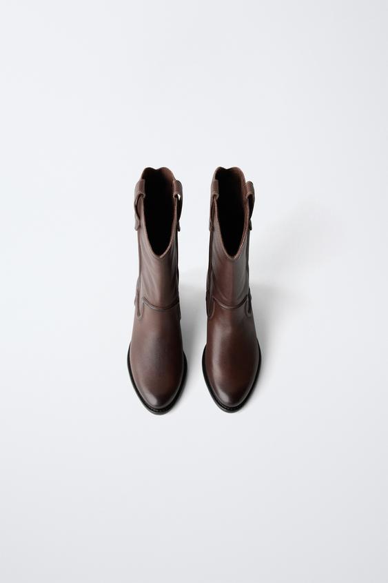 BOTTES COW-BOY CUIR - Marron de Zara - Image 3