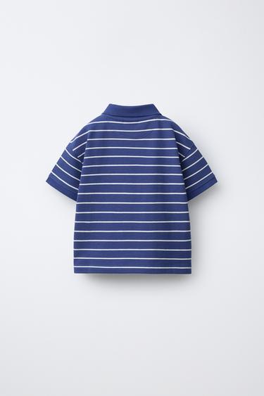 POLO IMPRIMÉ À RAYURES - Bleu / Blanc de Zara - Image 1