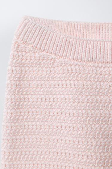 PANTALON EN MAILLE BRODERIE FLEURIE - Rose clair de Zara - Image 2