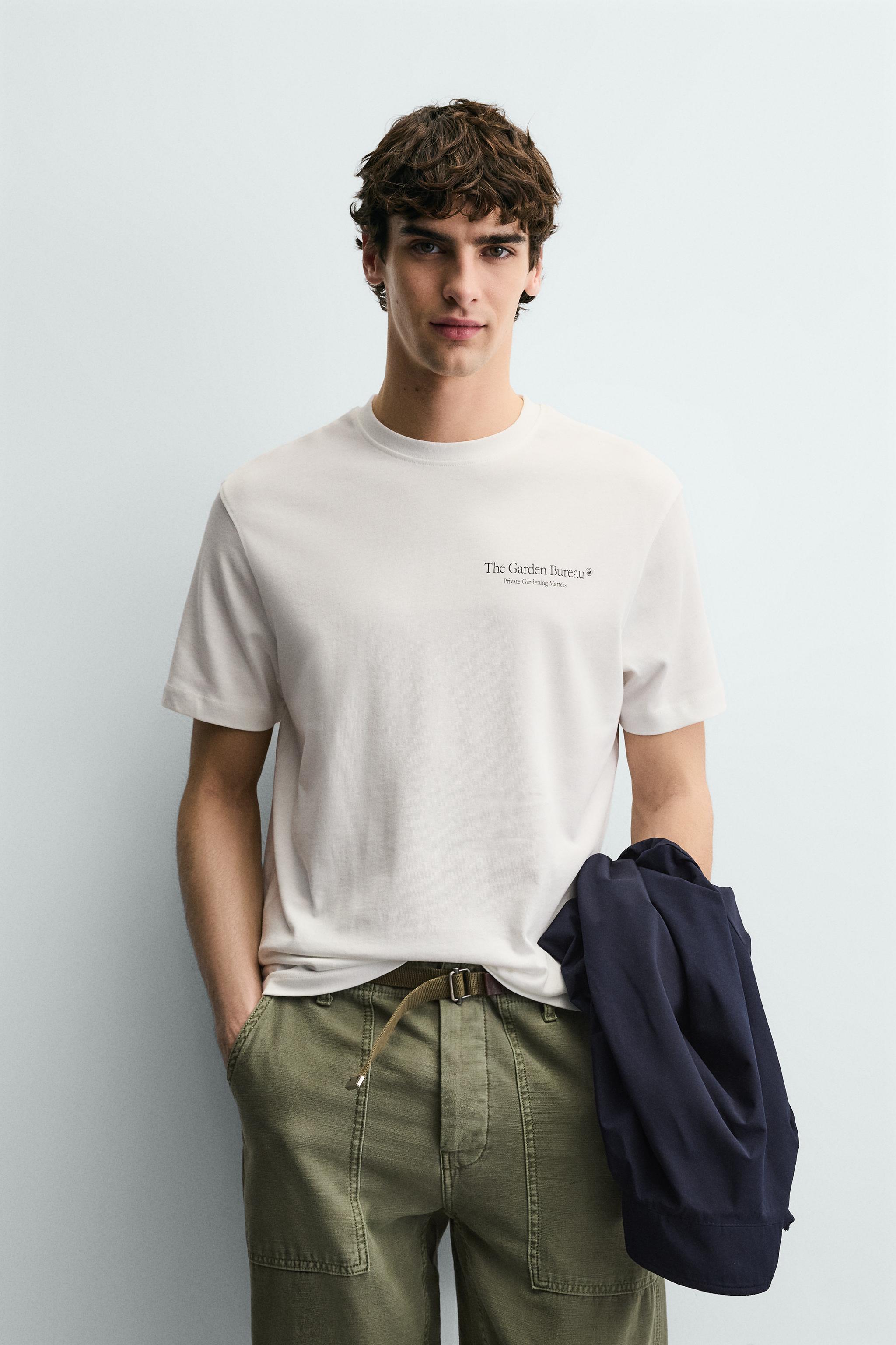 コントラストプリント柄Tシャツ - ライトベージュ | ZARA Japan / 日本