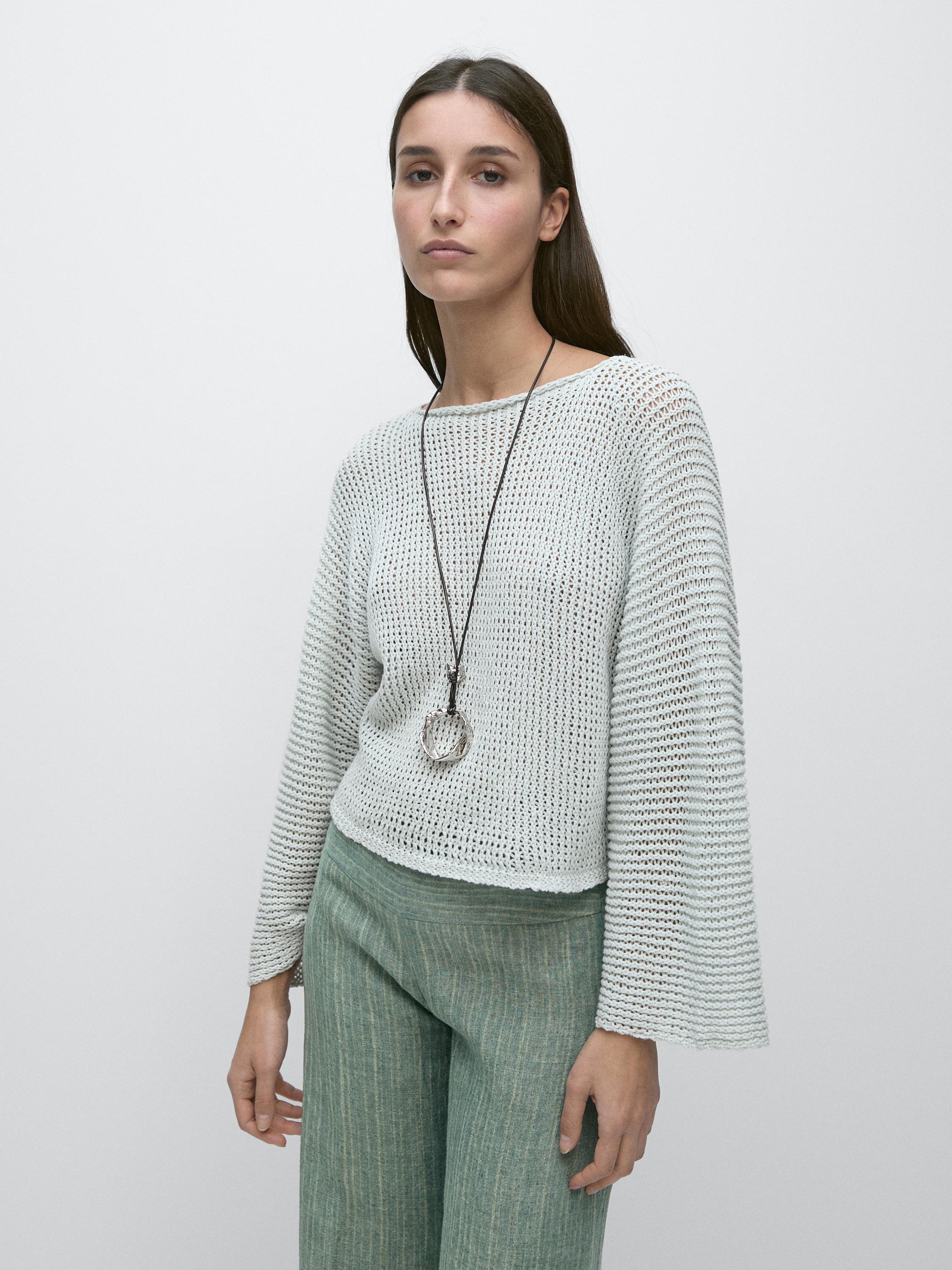 Pull maille ajourée 100 % coton