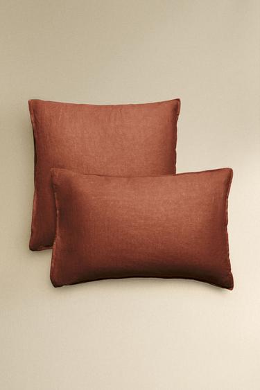 Zara WASHED LINEN PILLOWCASE (140 GXM²) - Brick
