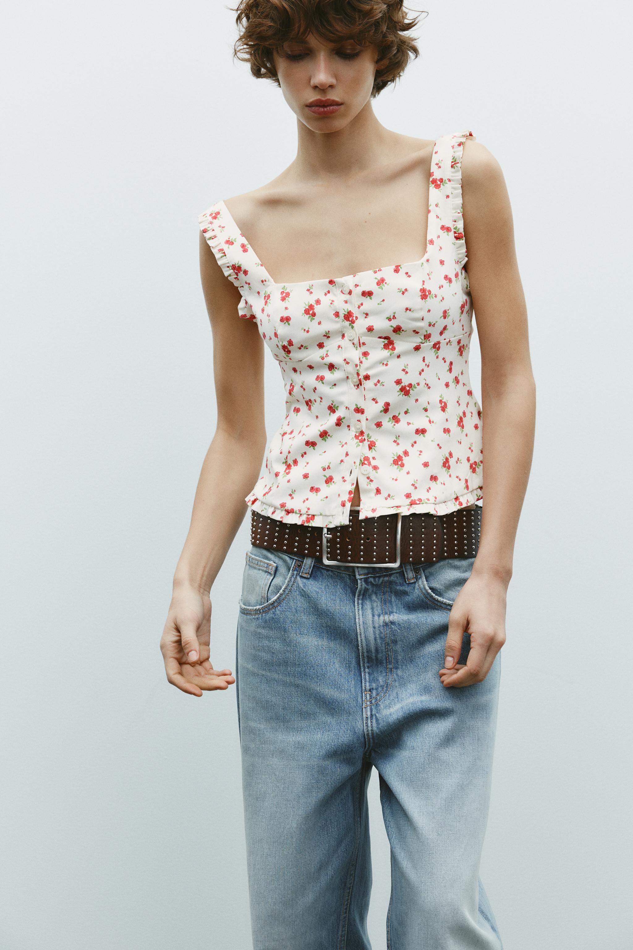 ZARAストレッチポプリントップス ZARA】プリーツ入りポプリントップス ブラック 2890/420/800