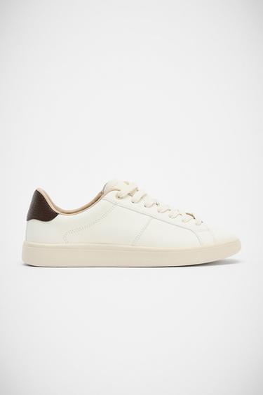 Zara ATHLETIC SHOES WITH CONTRASTING HEEL TAB - Off White