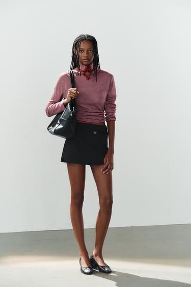 SKORT MET CEINTUUR - Zwart van Zara
