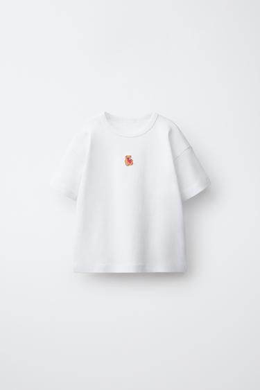 CAMISETA LISA BORDADO OSITO - Blanco de Zara