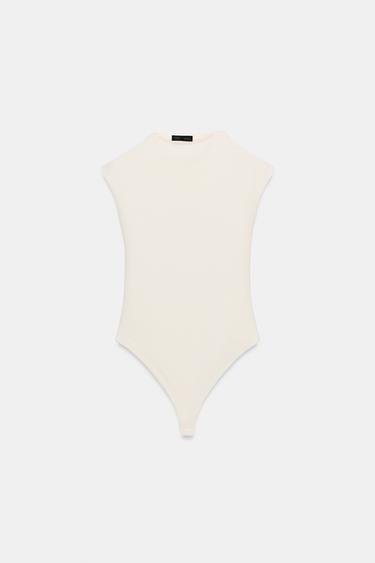 Zara STRETCH CUT OUT BODYSUIT - Oyster-white