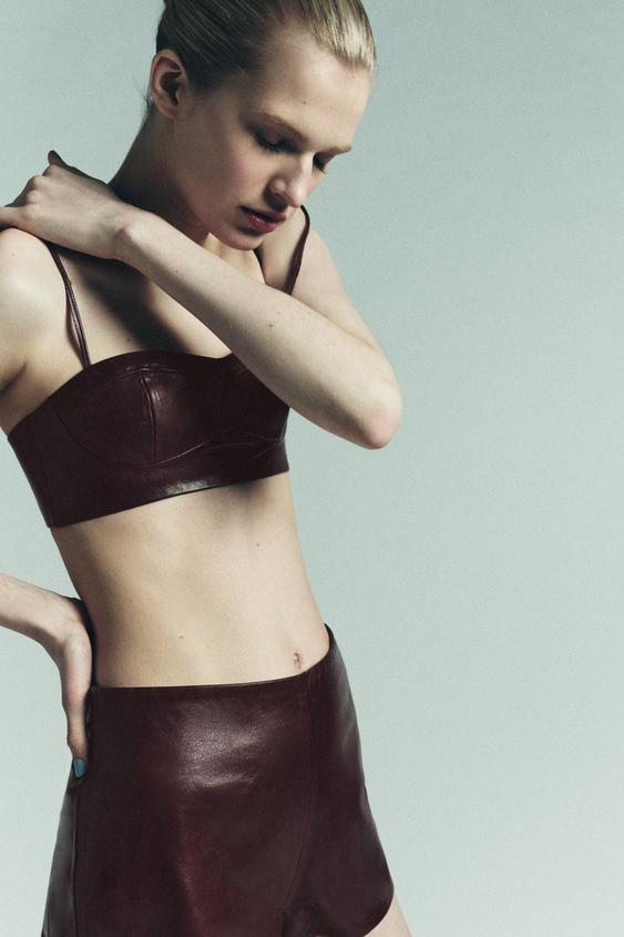 100% LEATHER MINI TOP