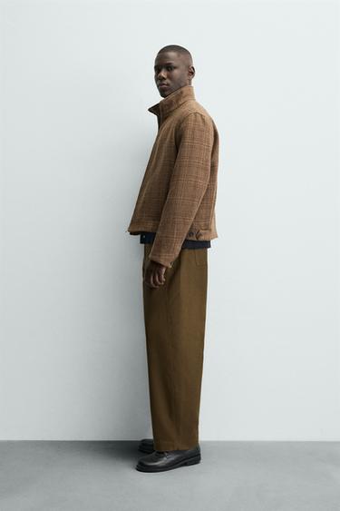 CHECK WOOL BLEND OVERSHIRT - Brown by Zara - Image 3