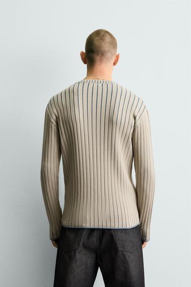 PULL CANNELÉ INSCRIPTION IMPRIMÉE - Bleu de Zara - Image 2