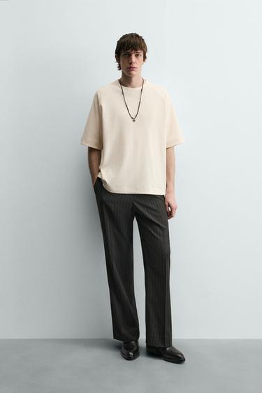 CAMISETA BOXY FIT ESTRUCTURA - Blanco roto de Zara - Imagen 0