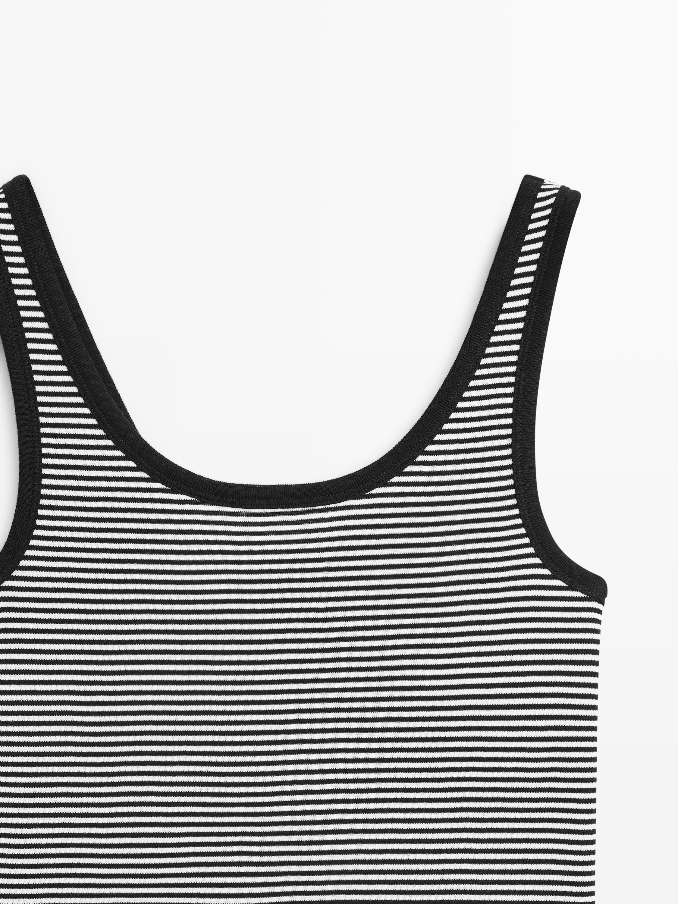 Cotton top with striped detail