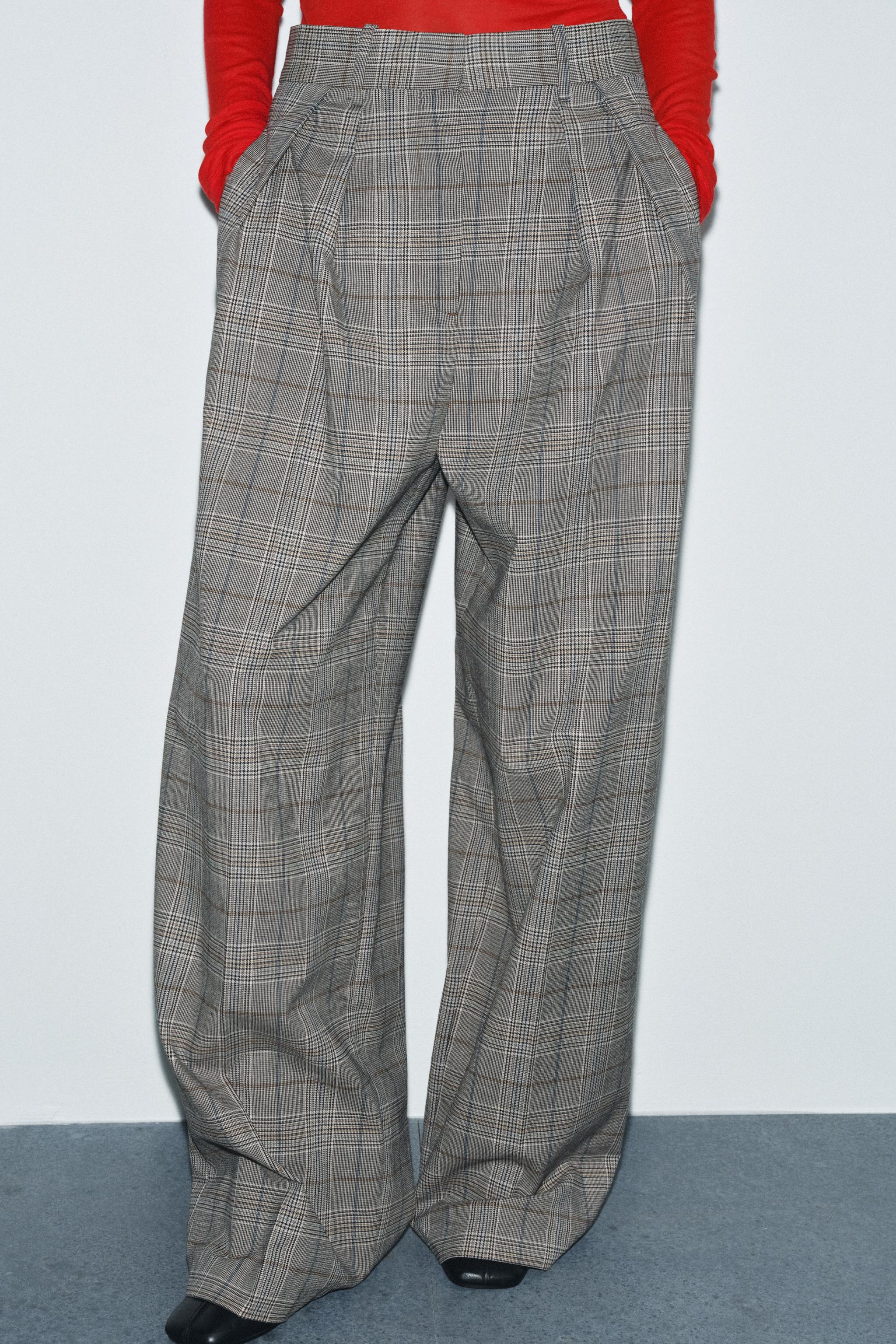 PLAID PLEATED PANTS ZW COLLECTION