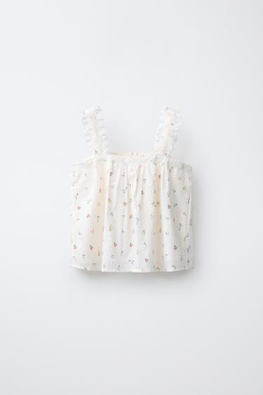 SCHIFFLI EMBROIDERY LACE TOP - Ecru by Zara - Image 1