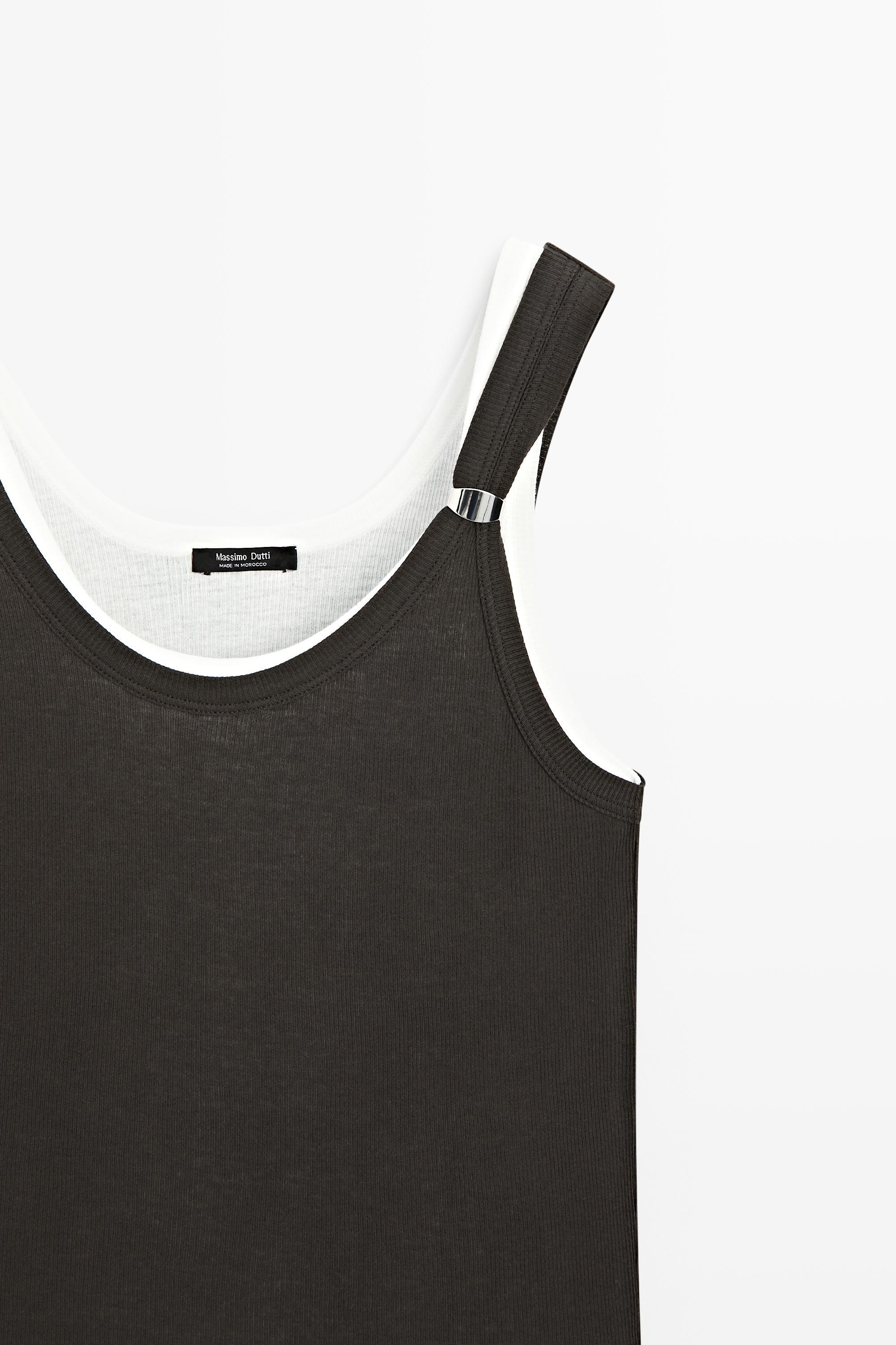 Double-layer strappy top with jewel detail