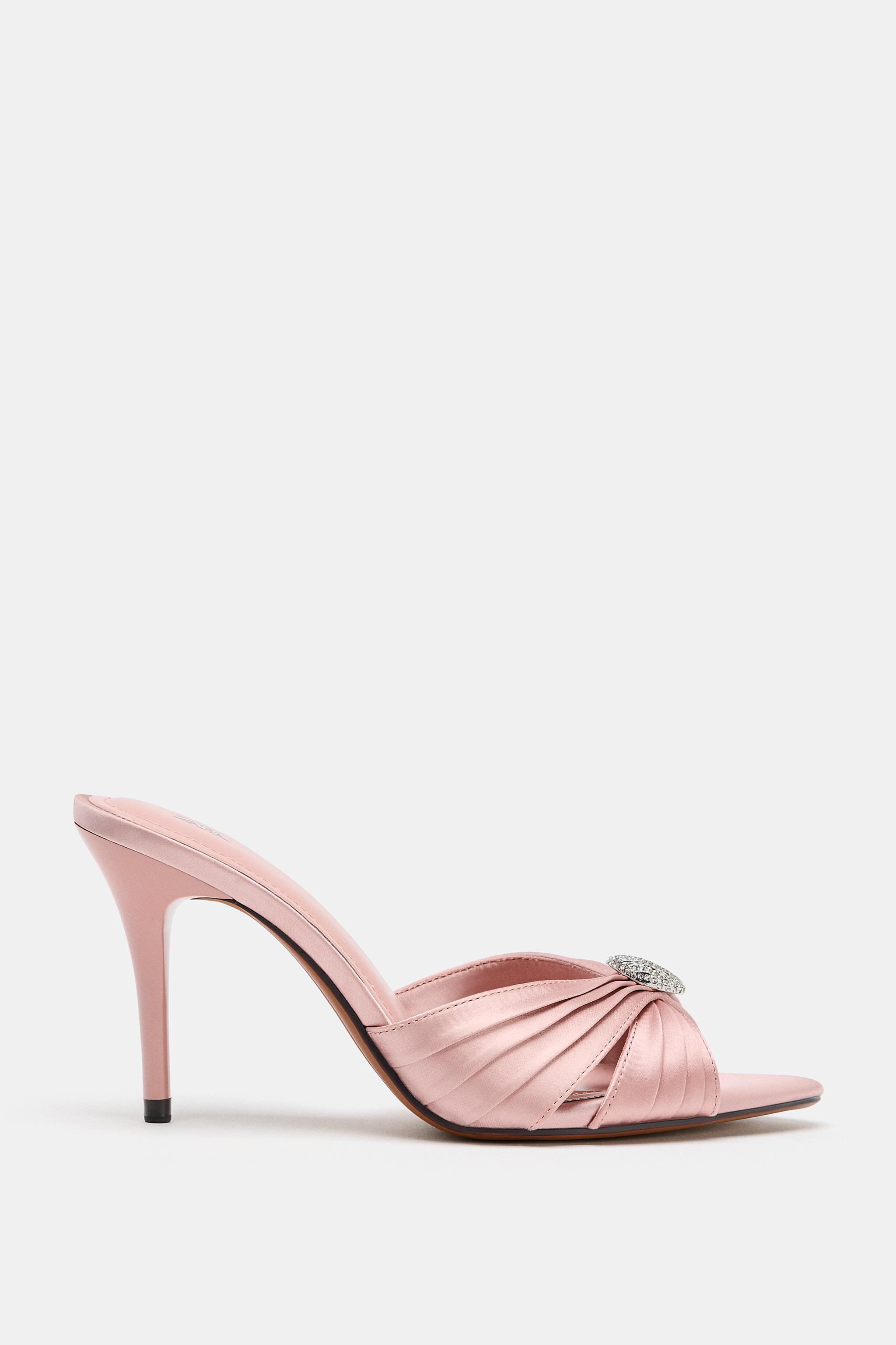 SATIN HEELED SANDALS WITH APPLIQUÉ