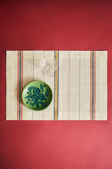 JOGO AMERICANO DE LINHO LISTRADO - Azul da Zara