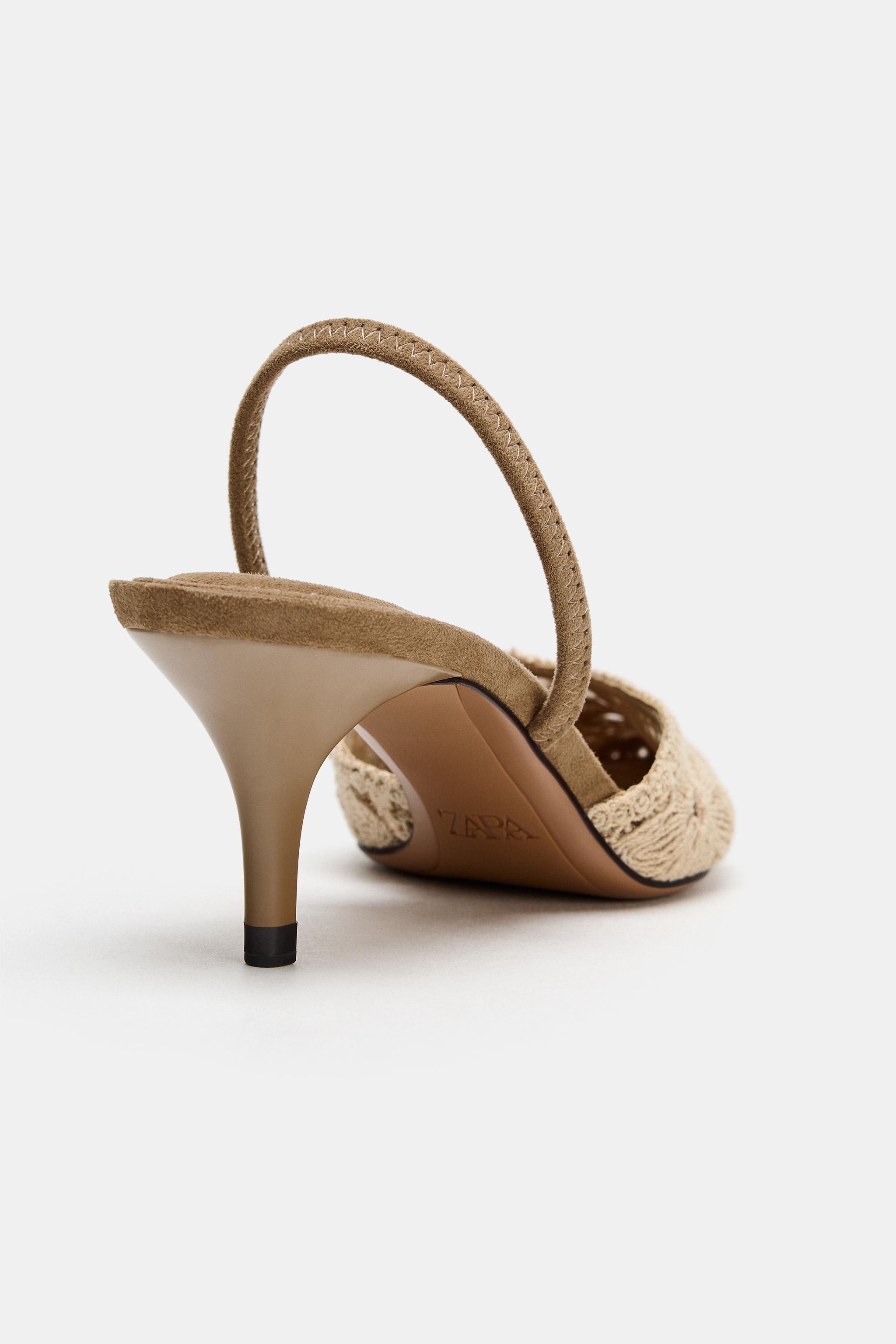 Женские туфли Zara EMBROIDERED SLINGBACK HEELS — фото 5