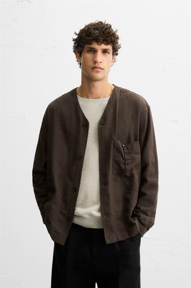 STRIPED JACQUARD SHIRT - Brown by Zara