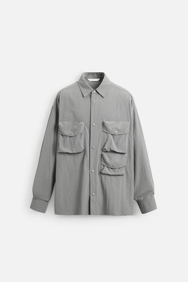 CAMISA FLUIDA BOLSILLOS UTILITY - Gris de Zara