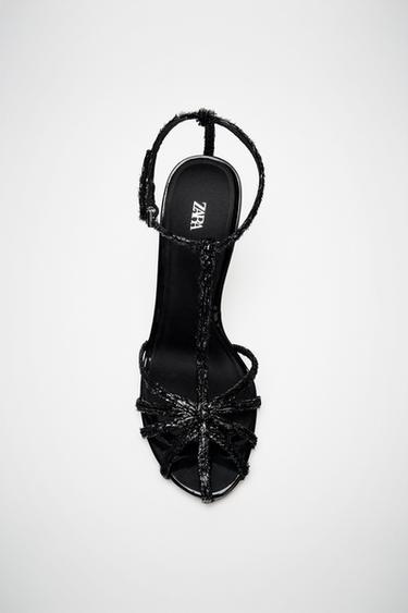 صندل بكعب عالي بنمط حذاء الصيد - أسود by Zara