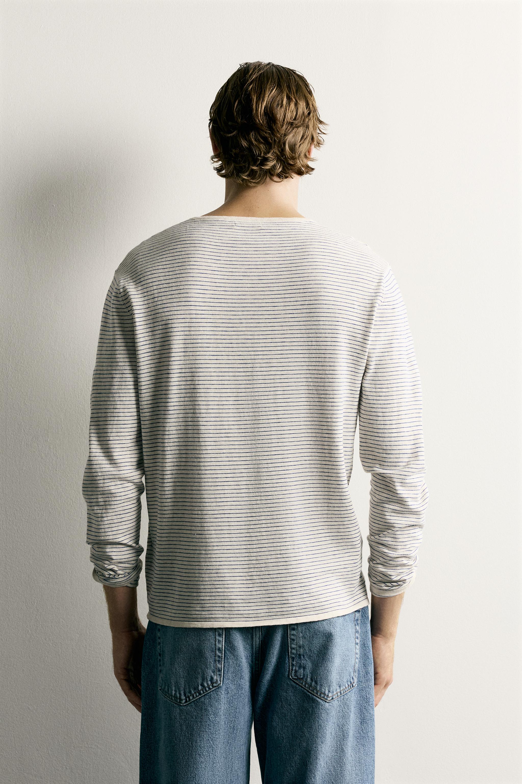 Мужские свитеры Zara LIGHTWEIGHT JACQUARD STRIPED SWEATER — фото 3