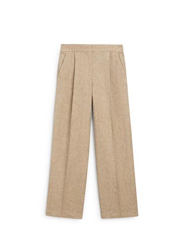 Zara Flowing linen trousers with darts - Beige