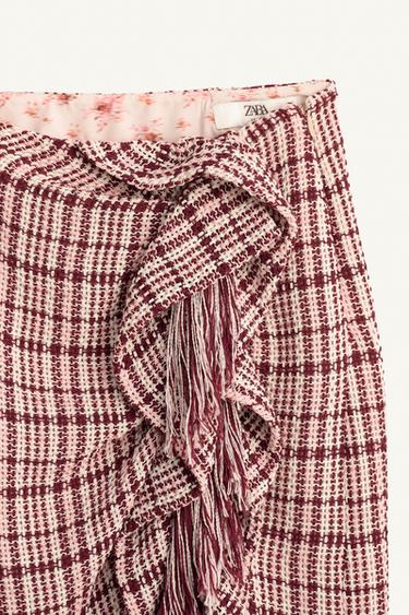 LIMITED EDITION FRINGED STRUCTURED SKIRT - Dark pink by Zara - Image 5