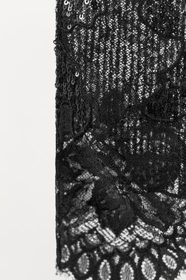JUPE COMBINÉE SEQUINS DENTELLE - Noir de Zara - Image 4