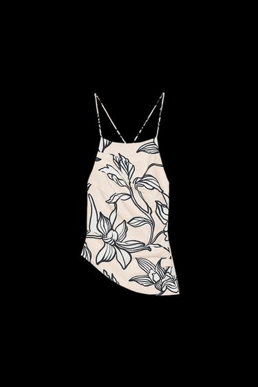 Zara OPEN BACK LINEN TOP - Multicolored - Image 0