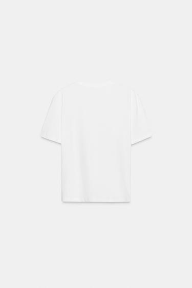 T-SHIRT AVEC NŒUD DEVANT - Blanc de Zara - Image 5