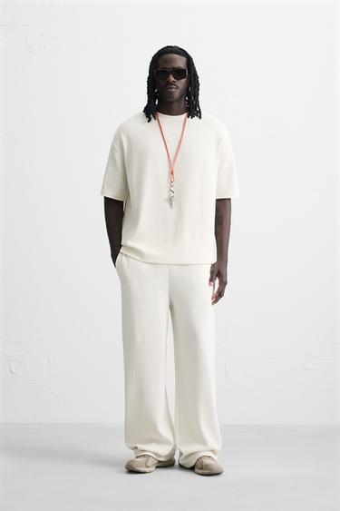 VERTICAL TEXTURE T-SHIRT - Oyster-white by Zara
