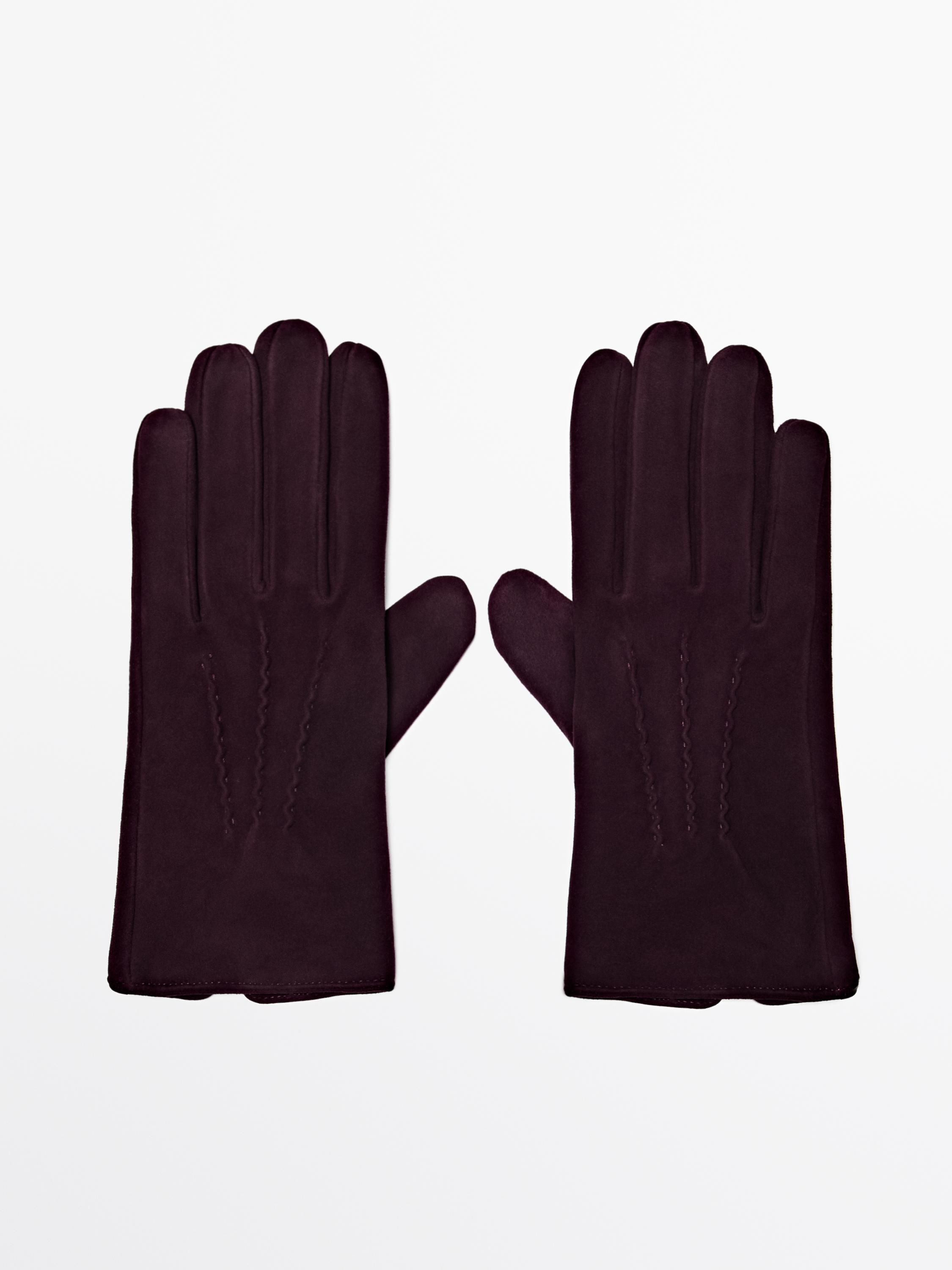 Gants en cuir finition daim