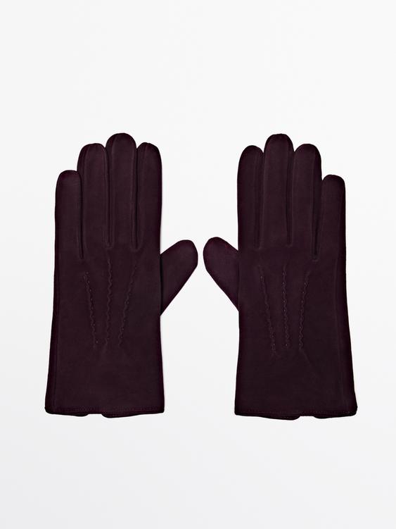 Suede leather gloves