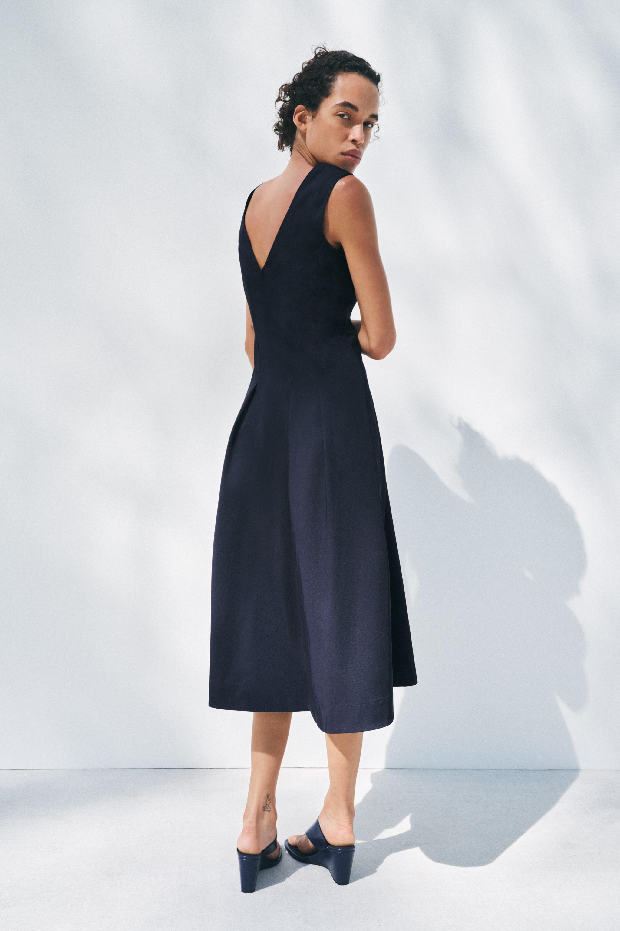 ZARA ZW COLLECTION ドット柄ミディワンピース 2183/057 ZARA】ZW COLLECTION ドット柄ミディワンピース 2183/057/084