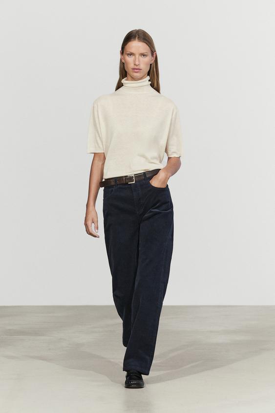 Pantalón slim straight tiro medio micropana - Marino de Zara - Imagen 0