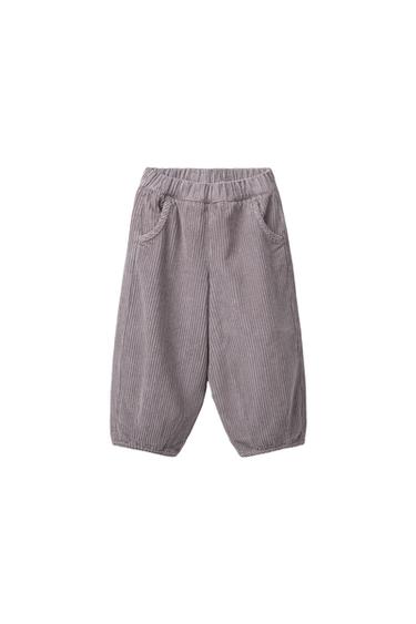 PANTALONI IN VELLUTO A COSTINE A PALLONCINO - Malva di Zara