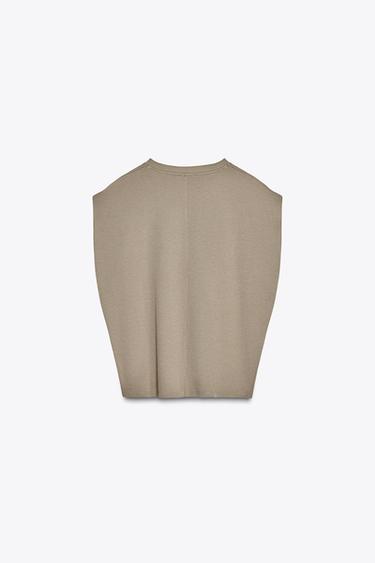 T-SHIRT EN MAILLE SURJET DÉLAVÉ - Vison de Zara - Image 7