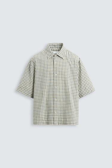 CAMISA BOXY FIT XADREZ - Azul da Zara