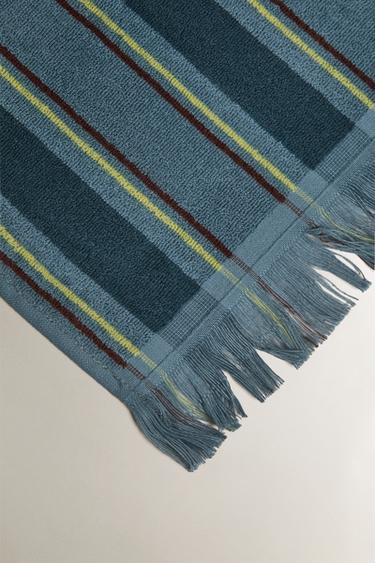 SERVIETTE DE PLAGE ENFANT COTON RAYURES - Bleu de Zara - Image 1