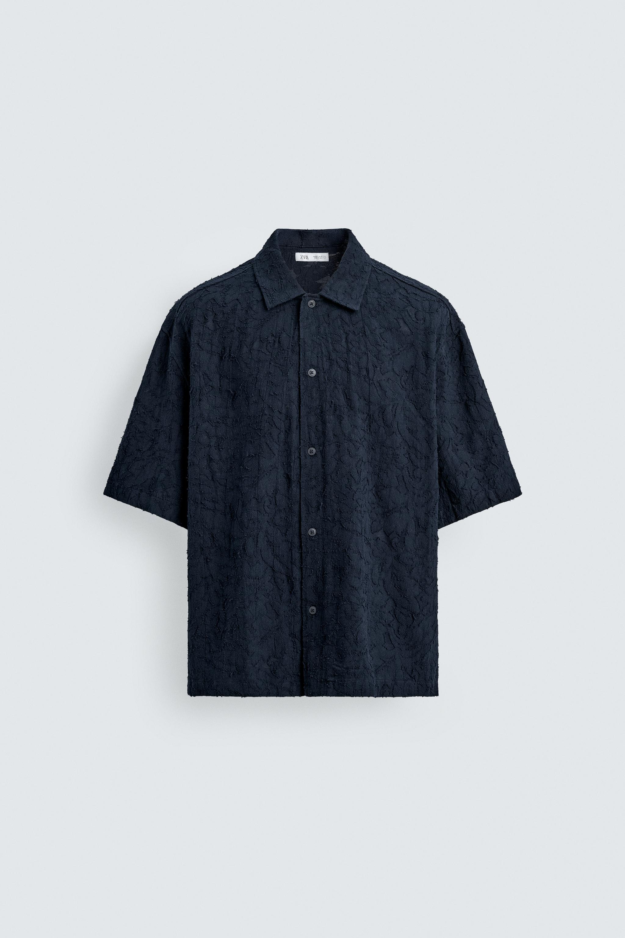 テクスチャージャカードシャツ - ネイビーブルー | ZARA Japan / 日本