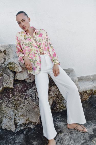 CAMISA SATINADA ESTAMPADO FLORAL - Multicolor de Zara - Imagen 0
