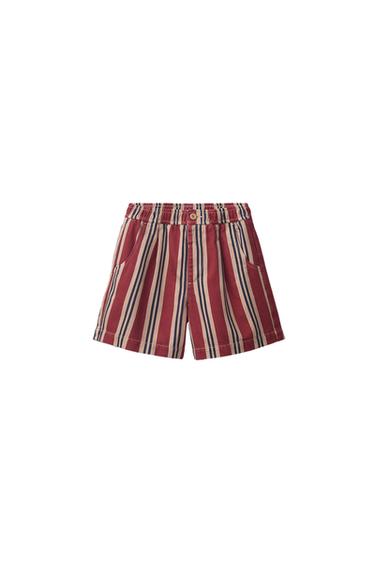 STRIPED BERMUDA SHORTS - Dark red by Zara