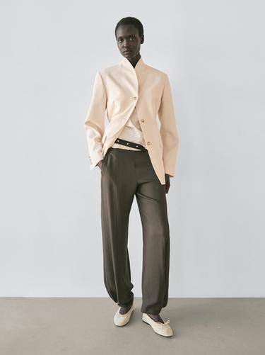 Pantalon bouffant fluide - Vert gris de Zara