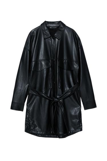 FAUX LEATHER OVERSHIRT