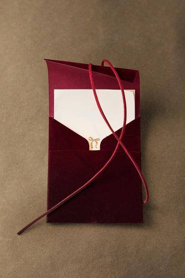 CHRISTMAS VELVET CARD AND ENVELOPE SET (PACK OF 4) — Red 1